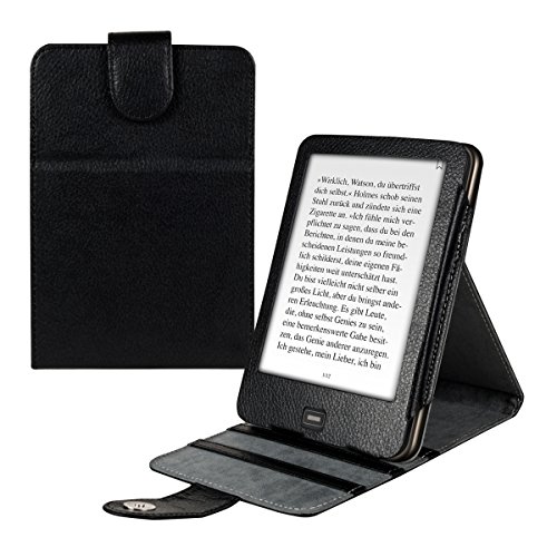 kwmobile Flip Hülle Case für Tolino Vision 1 / 2 / 3 / 4 HD mit Standfunktion - Kunstleder Tasche aufklappbar in Schwarz