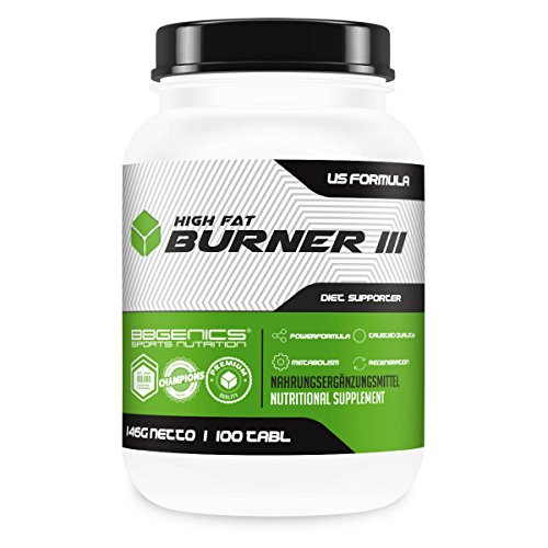HighFat Burner III con un complejo de aminoácidos de alta calidad y algas marinas para dietas y perder peso de Active Sportsline by BBGenics, sabor neutro, caja de 146 g, 100 compr.