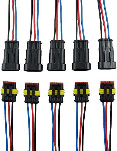 Gankarii® 5pcs 3 Pin Way Car Auto Super Sealed Waterproof Electrical Connectors Plug Socket Kit with Wire AWG Gauge Marine