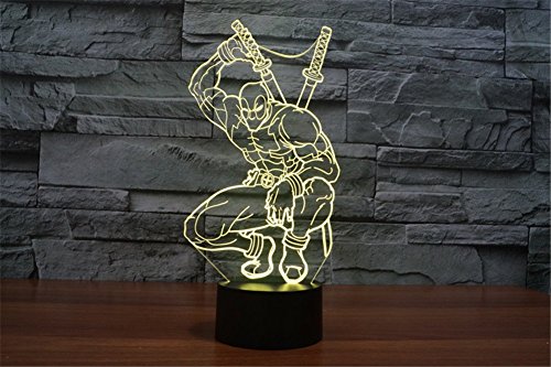 SmartEra® 3D Optical Illusion Mercenary Deadpool Nacht Dekorative Beleuchtung touch-Tasten 7 Farben ändern Decor LED Lampe - 6