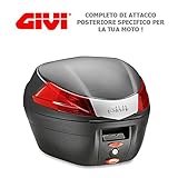  BAUL MONOLOCK B34 GIVI 34 LTS NEGRO CON CATADIOPTRICO ROJO + SR105 PARA PIAGGIO VESPA LX 150 2014