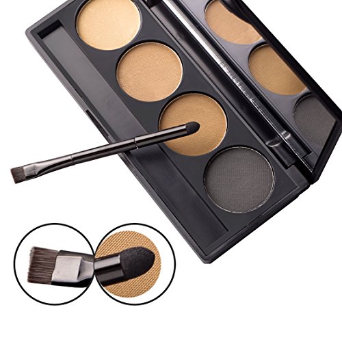 VALUE MAKERS® 4 Farben-Augenbrauen-Puder-Paletten-kosmetische Verfassungs-Shading-Kit mit Pinsel Spiegel-Schmink Wasserdicht mit 4X Augenbrauen Schablonen - 4