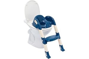 THERMOBABY - Réducteur WC Enfant - Kiddyloo - Astucieux, Ludique & Hygiénique - Pieds Réglables - Marche Antidérapante - Pliage Compact - À Partir De 18 Mois - Fabriqué En France - Bleu Océan