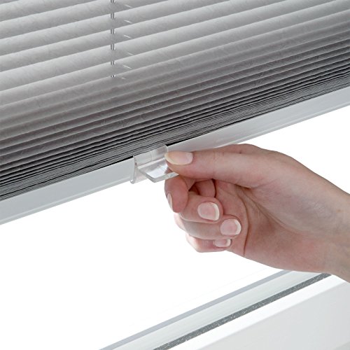Plissee Rollo / Jalousie | Sichtschutz ohne Bohren, Klemmfix | Faltstore in moderner Crushed Optik | Hellgrau | Größe wählbar (100 cm Länge x 90 cm Breite) - 2