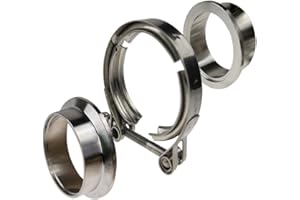 TEMPROAD 2.5" Inch Stainless V Band V-Band Set Heavy Duty Clamp Kit with Flange Set 2 Join for Turbos,Wastegates，Blow-Off Valves, Exhausts
