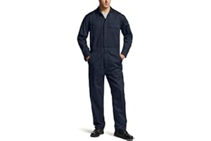 CQR Herren-Overall, langärmelig mit Reißverschluss vorne, Flecken- und knitterresistenter Arbeits-Overall mit Mehreren Taschen