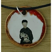 Echtes Kunsthandwerk: Toller Keramik Anhänger nachempfunden Junge mit Katze von Paula Modersohn-Becker; Künstler, Künstlerin, Malerin, Frau, Maler, Expressionismus, Gemälde, Kunstdruck