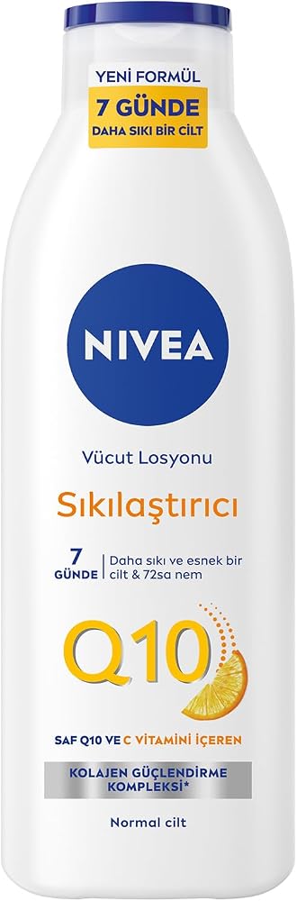 NIVEA Q10 Sıkılaştırıcı Vücut Losyonu 250 ml,72 Saat Nemlendirici,7 Günde Sıkılaşma,Esnek Cilt,C Vitamini,Kolajen,Normal Ciltler İçin