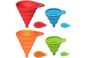 LINGLAN Rainbow Colors - Juego de 4 embudos plegables de silicona, pequeños y grandes, utensilios de cocina para cocinar Embudo plegable