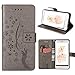 Produktbild iPhone 6 PU Leather Flip Case, iPhone6S Schwarz Wallet Hülle, iPhone 6S Leder Cover, SpiritSun PU Freizeit Style Tasche Leder Case Echt Cool 3D DIY Design Weich Bronze Linien Muster Handytasche Schutz Flip Brieftasche mit Karte Slot und Faltbar Stand Bumper Etui Schale Pour für das Original Apple iPhone 6/6S(4.7 Zoll)-Graues Taschentuch