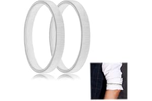 LICHUANUK 1 Paar Ärmelhalter,Anti Rutsch Armband, Anti Rutsch Hülsenhalter Strumpfbänder Stretch Metallarmbänder,zum Fixieren von langen Ärmeln,für Kellner Damen Herren Hemd (Silber)