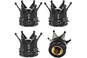 MenYiYDS 4 Pezzi Tappi Valvole Fatti A Mano Corona Di Strass Di Cristallo Con Guarnizione Tappi Valvola Pneumatici Per Bici Moto Rimorchio Auto Scooter Tappi Valvola Aria Cappucci Antipolvere(Nero)
