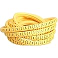 River Fox® 0-9 Numbered Flexible PVC Cable Marker Labels Tags Tube Sleeve - Yellow, Self-Locking, for Wire Dia 4.5 to 6 sq. mm - 100 x 10 Pieces (1000 Pcs) - Durable & Visible