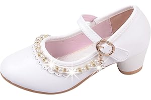 BIJEROU Prinzessin Schuhe Mädchen Barbie-Schuhe Schöne Mary Jane Schuhe mit Kinder Absatz Stöckelschuhe mit Perlen Ballettschuhe Flamenco Schuhe Kinder Partei Schuhe Mädchen Lederschuhe