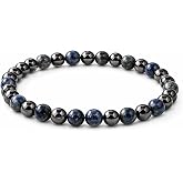 6mm Jasper Hematit Doğal Taş Bileklik &ndash; Unisex Elastik Boncuk Bileklik, Erkek & Kadın Şık Minimal Takı
