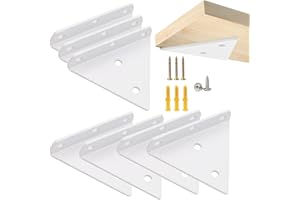 WEERSTONE Shelf Brackets Invisible Triangle Wall Brackets Hidden Wall Shelf Brackets Wall Mounting, Floating Shelf Brackets for Warehouse Shelf, Bookshelf, Kitchen Shelves (White 8 Pack)