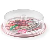 CABLEPELADO Cake Holder, Round Cake Container with High Lid, Cake Tray, Plastic Box, Food Transport Container, 9 cm Height x
