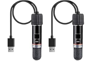 GERUI 2PCS USB Aquarium Heater 10 W Mini Aquarium Heating Rod with Thermostat, Thermostat Aquarium Turtle Heater for Small Aquariums for Salt Water and Freshwater