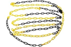 KATSU TOOLS KATSU Barrière à Chaînes en Plastique 25 Mètres, 6mm x 25m Haute Visibilité Noir et Jaune pour Avertissement Espace de Stationnement de Sécurité, le Contrôle des Foules, la Circulation 990940