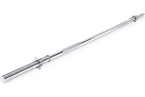 zoomyo Barre d'haltère pour banc de musculation – taille standard 180 x 3 cm, compat. avec poids en kits et disques standard – pour cage à squats, station d'entrainement, etc.