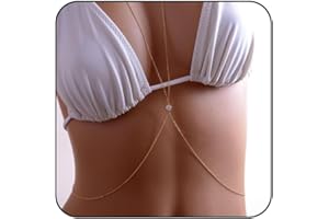 ‎FLOVEL Flovel Strass Körperkette Gold Brustkette Einfache BH Kette Sexy Bikini Kette Körperschmuck für Frauen und Mädchen