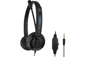 JJN Computer Headset with Microphone, 3.5mm Wired Crystal Sound Headphone, with Microphone Noise Cancelling Mic & Audio Controls, for PC/Mac/Laptop, Comfort-fit for Home/Office/Remote Learning