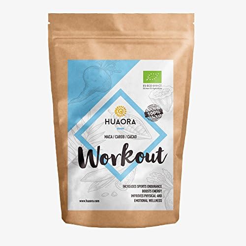 Huaora - Workout, Organic Superaliments for Yield 250gr | Maca, Carob, Cocoa and Coconut Sugar | 100% Natural and Organic - Gluten Free, Lactose Free, No Artificial Additives