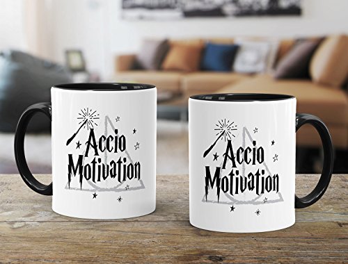 MoonWorks-Kaffee-Tasse-Accio-Motivation-Teetasse-Keramiktasse-Spruch-Tasse-Schwarz-Unisize