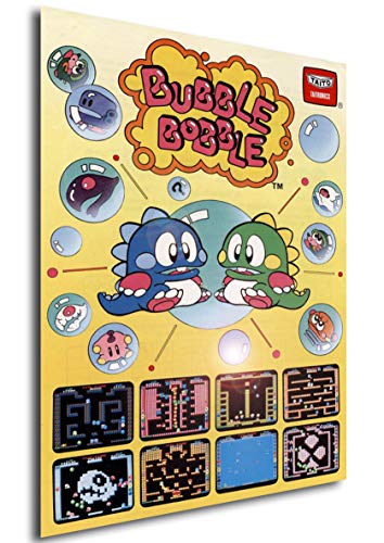 Poster Retrogame Bubble Bobble Cover Formato 42x30 Cm - 