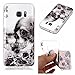 Produktbild Samsung Galaxy S7 Hülle, Edaroo TPU Silikon Schutz Handy Hülle Handytasche HandyHülle Etui Schale Klar Clear Transparent mit süßes bunt Motiv Schutzhülle Case Cover Silikon Hülle für Samsung Galaxy S7 - Schwarzer Blumen Schädel Totenkopf