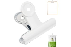 TESSTSY 12 Piezas Clips Grandes de Metal Blanco, 63mm Pinza Bulldog, Clips Grandes de Bulldog, Grandes de Toro Clips, Metal Bisagra Clip Archivo Abrazaderas, para Fotografías, Oficina, Escuela