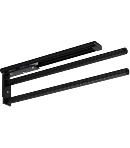 Gedotec Handdoekhouder, hostel, uittrekbaar, 3-armige handdoekstang, 1 stuk handdoekstang, wit gecoat aluminium, inbouwlengte 443 mm, theedoekenhouder voor montage aan de zijkant en het plafond