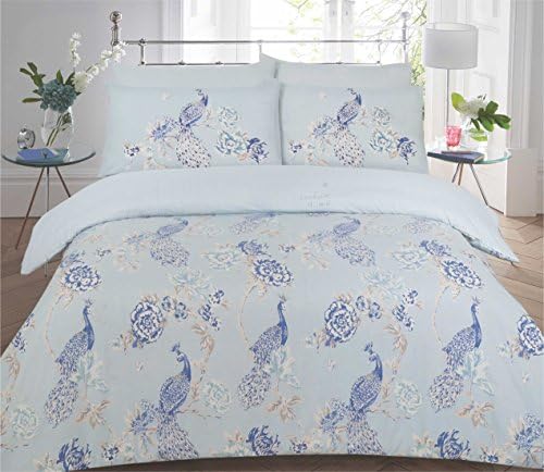 Peacock Bird Aviary Floral Cameo Duvet Set Quilt Cover Bedding &amp; Pillow Case Bedroom Set (3 sizes) (King)