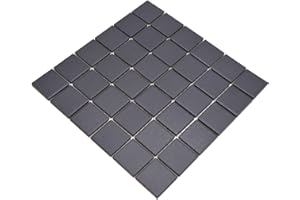 MOSAIK-NETZWERK Mosaik Fliese Keramik schwarz für BODEN rutschhemmend rutschsicher R10 WAND BAD WC DUSCHE KÜCHE Mosaikmatte Mosaikplatte 1 Matte