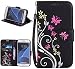 Produktbild Roreikes Samsung Galaxy S7 Hülle, Slim Retro Schmetterling und Blume PU Leder Bookstyle Handyhülle Tasche Flip Wallet Case mit Strap Portable Handytasche Anti-Scratch Shell Cash Pouch ID Card Slot Magnetverschluss Etui Soft Silikon Back Cover Folio Schale Schutzhüllen für Samsung Galaxy S7 - Schwarz