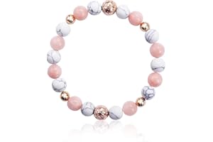 COACOM 1 Pièce Bracelet De Perles De Cristal Rose, Perles D'espacement Turquoise Blanches, Fait à La Main, Bracelet De Mode Pour Femmes, Accessoires Pour Les Mains, Cadeau Approprié Pour Les Amis