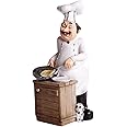 SUPVOX Chef Figurines Chef Statue for Kitchen Counter Top Restaurant Cafe Resin Desktop Decorative Ornaments Christmas Centerpiece Bakery Crafts Cooking White
