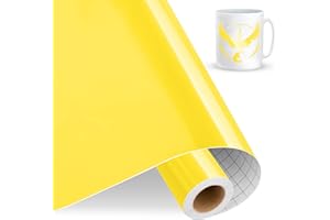 IModeur amarillo Vinilo Permanente Rollo, 30,5 cm x 457,5 cm de Vinilo Adhesivo amarillo Brillante, Vinilo amarillo para Cricut, Silhouette Cameo, la mayoría de las máquinas de corte