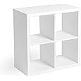HSD KALLAX Shelving Unit White, Square Shelving Unit Large Storage Solution Perfect for Basket or Boxes, Cube Storage Unit, For Home, Office Furniture, Expedit Bookcase 4 Shelves, White, 77x77 CM