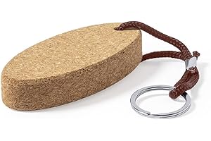 MIBANDERA Portachiavi galleggiante realizzato in sughero naturale, con cordino in poliestere e anello metallico.