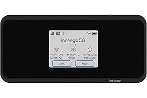 Inseego 5G MiFi M2000 Mobiler 5G Hotspot Router, WiFi 6, 4G LTE-Fallback, inkl kostenloser Vodafone SIM-Karte & 100 € -Gutschein sichern (nach SIM Registrierung) schwarz, 150 mm x70 mm x 17,9 mm