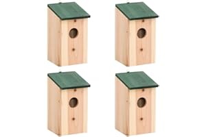 vidaXL Domki dla ptaków, 4 szt., drewniane, 12 x 12 x 22 cm