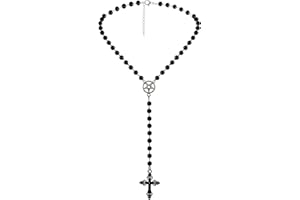 Manfnee Goth Collana di Perle Nere con Ciondolo a Forma di Cuore per le Donne Punk Y2k Collana