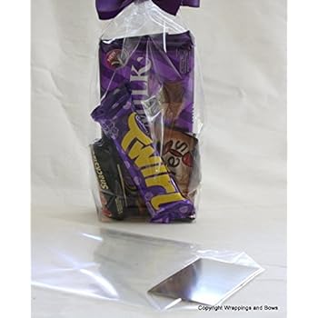 cellophane bags extra 5cm wrappings bows clear gift bottom block luxury card