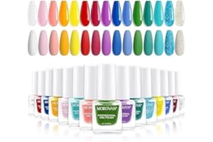 Morovan Smalto Unghie Set: 15 Colori Kit Smalto Unghie Lucido Smalto Finger Smalto per Unghie Set Colore Arcobaleno Smalti per Unghie le Stagioni DIY a Casa Manicure