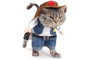 NACOCO Kostium kowbojskiego psa z kapeluszem, ubranka dla psa, kostiumy na Halloween dla kota i małego psa (kowboj, XS)
