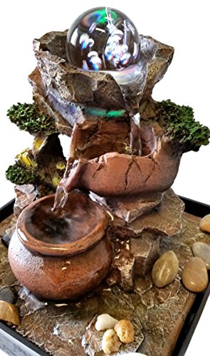 Zimmerbrunnen Feng Shui in Polyresin mit LEDs Jarras/Glaskugel - 4