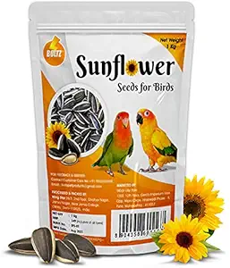 BOLTZ Striped Sunflower Seeds- 1 Kg for Lovebirds, Cockatiels, Sun Conure, African Grey Parrot, Amazon, Macaws, Cockatoos (SFS)