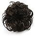 Ladies Synthetic Wavy Curly Messy Dish Hair Bun Extension Hairpiece Chignon Tray Ponytail Dark Brown