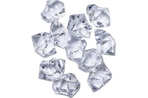 EesTeck Decorative Acrylic Ice Crystals, 200 Pieces Clear Acrylic Crystal Chunks, 11 * 14 mm Geometric Shapes Fake Acrylic Ice Rocks, Artificial Crushed Ice Acrylic for Vase Fillers Party Decorations